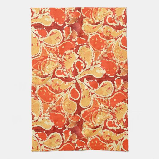 Geel Oranje Bohemen Bali Batik Style Paisley Theedoek (Verticaal)