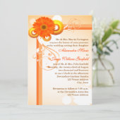 Geel, Oranje, bruin-Floral bruiloft-uitnodiging Kaart (Staand voorkant)