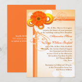 Geel, Oranje, bruin-Floral bruiloft-uitnodiging Kaart (Voorkant / Achterkant)