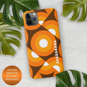 Geel Oranje Bruin Retro Midcentury Kunstpatroon iPhone 16 Pro Max Hoesje