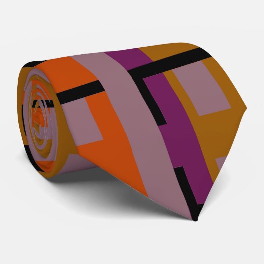 Geel, Oranje, bruin, zwart retroArt Deco-Stropdas Stropdas (Opgerold)