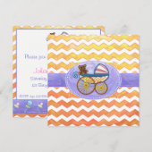 Geel, Oranje Chevron Baby shower Square Kaart (Voorkant / Achterkant)