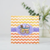 Geel, Oranje Chevron Baby shower Square Kaart (Staand voorkant)