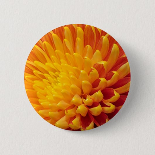 Geel & Oranje Chrysanthemum Ronde Button 5,7 Cm (Voorkant)