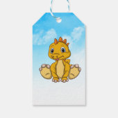 Geel Oranje Cute Dinosaur Hartelijk dank Cadeaulabel (Achterkant)