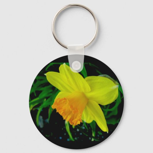 Geel Oranje Daffodil Sleutelhanger (Voorkant)