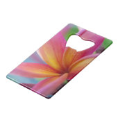 Geel Oranje Deep Pink Tropische Plumeria Flower Creditkaart Flessenopener (Achterkant Gekanteld)