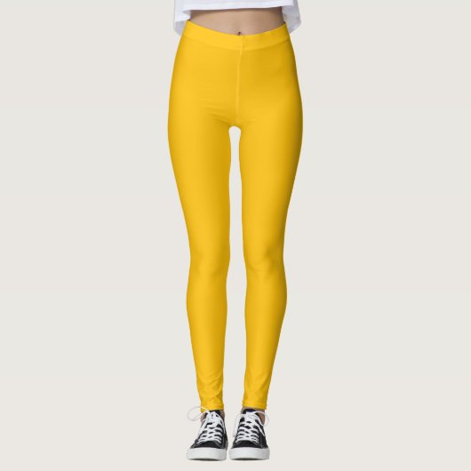 Geel Oranje Effen Kleur Leggings (Voorkant)
