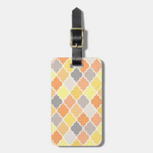 Geel, oranje en grijs quatrefoil patroon bagagelabel