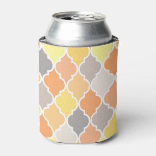 Geel, oranje en grijs quatrefoil patroon blikjeskoeler