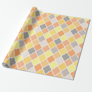Geel, oranje en grijs quatrefoil patroon cadeaupapier