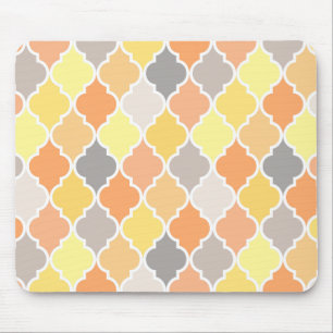 Geel, oranje en grijs quatrefoil patroon muismat