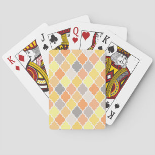 Geel, oranje en grijs quatrefoil patroon pokerkaarten