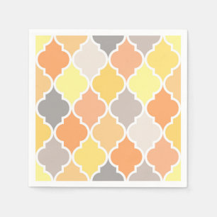 Geel, oranje en grijs quatrefoil patroon servet