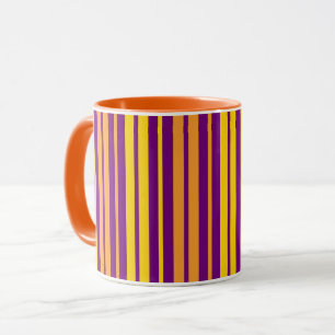 Geel Oranje en Paarse Verticale Strepen Patroon  Mok