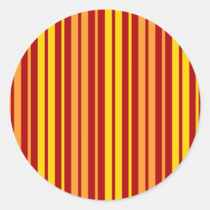 Geel Oranje en Rood Verticaal Strepenpatroon Ronde Sticker