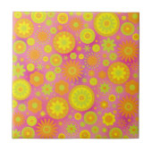 Geel Oranje en roze hippy-ventilator Tegeltje (Voorkant)