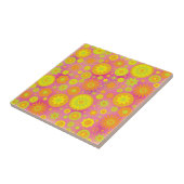 Geel Oranje en roze hippy-ventilator Tegeltje (Zijkant)