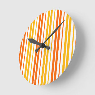 Geel Oranje en Wit Vert Strepenpatroon  Ronde Klok
