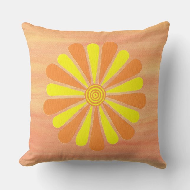 Geel Oranje Energy Sunburst Oranje Blends Pillow Kussen (Voorkant)