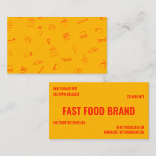Geel Oranje Fast Food Burger Restaurant Visitekaartje