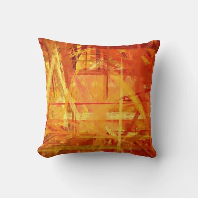 Geel Oranje, fijn gekleurde stijl Kussen (Voorkant)