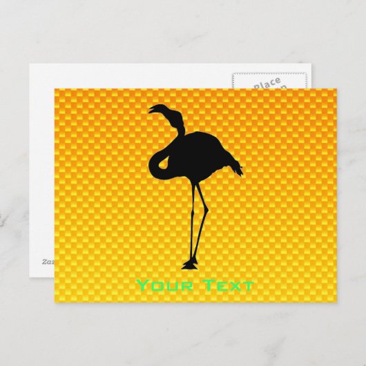 Geel Oranje Flamingo Briefkaart (Voorkant / Achterkant)