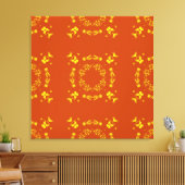 Geel, Oranje, Floral DamasRetro Patroon Canvas Afdruk (Insitu (Woonkamer))