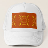 Geel, Oranje, Floral DamasRetro Patroon Trucker Pet (Voorkant)