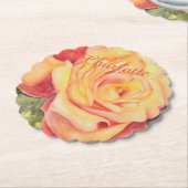 Geel Oranje Floral Kartonnen Onderzetters (Gekanteld)