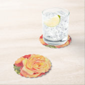 Geel Oranje Floral Kartonnen Onderzetters (Insitu)