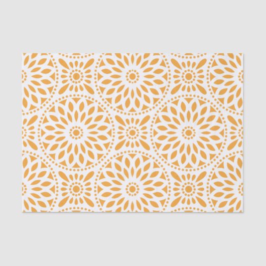 Geel Oranje Floral Pattern Tissuepapier (Voorkant)