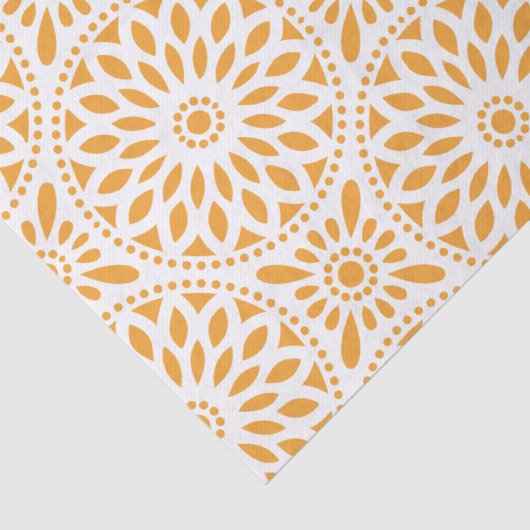 Geel Oranje Floral Pattern Tissuepapier (Detail)