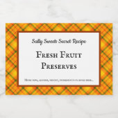 Geel Oranje geplakt, aangepast voedsel sticker (Enkel label)