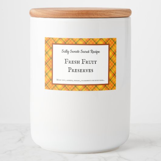 Geel Oranje geplakt, aangepast voedsel sticker (Voorkant)