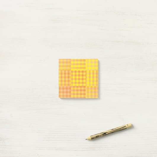 Geel Oranje Geruit Patchwork Patroon Post-it® Notes (Op bureau)
