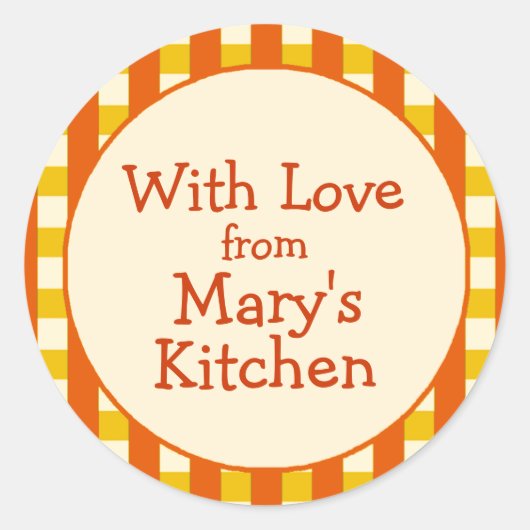 Geel & Oranje geruite rand inblikken labels (Voorkant)