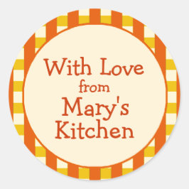 Geel & Oranje geruite rand inblikken labels