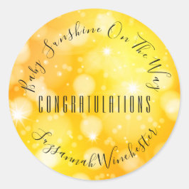 Geel Oranje Geslacht Neutrale Sjabloon Baby shower Ronde Sticker