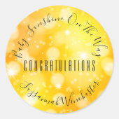 Geel Oranje Geslacht Neutrale Sjabloon Baby shower Ronde Sticker (Voorkant)