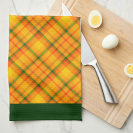 Geel Oranje Gingham Plaid Groene Randen Theedoek