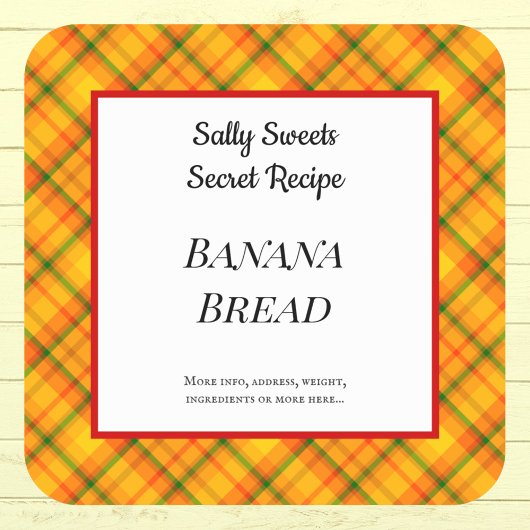 Geel Oranje Gingham Pset Custom Baking Stickers