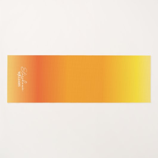 Geel-Oranje Gradient Yoga Mat met Aangepaste Naam (Voorkant (horizontaal))