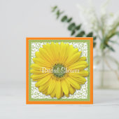 Geel Oranje Green Daisy Bridal Shower Invitation Kaart (Staand voorkant)