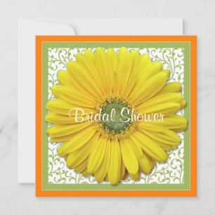 Geel Oranje Green Daisy Bridal Shower Invitation Kaart
