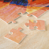 Geel oranje groen abstract fractal legpuzzel (Zijkant)