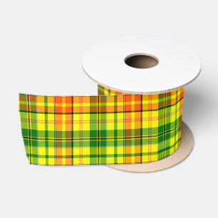 Geel Oranje Groen Geruit Tartan Design Satijnen Lint