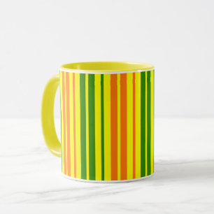Geel Oranje Groen Verticaal Strepen Design Mok