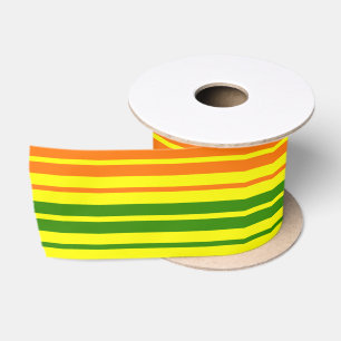 Geel Oranje Groen Verticaal Strepen Design   Satijnen Lint