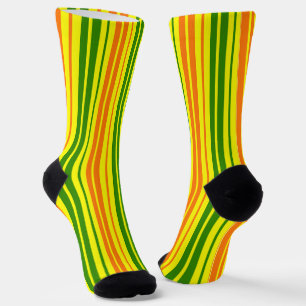 Geel Oranje Groen Verticaal Strepen Design   Sokken